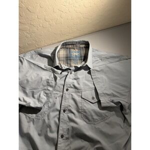 Kuhl Eluxur Men's XL Blue Check Short Sleeve Shirt Button Up Outdoor Hiking Camp